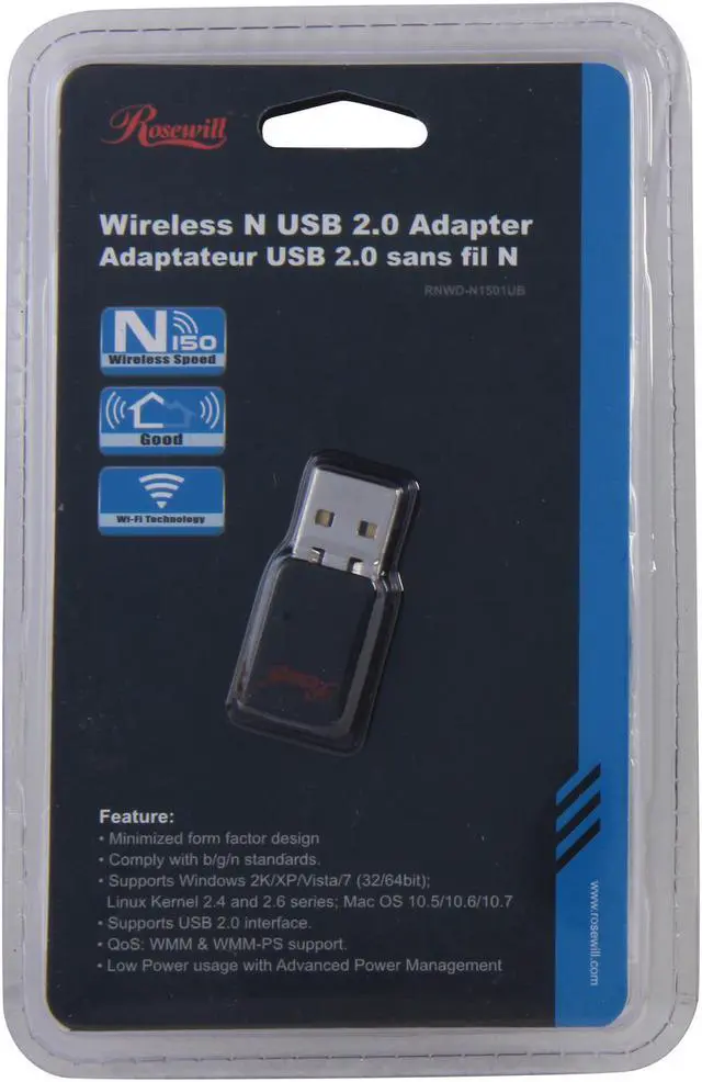 Alt view image 5 of 4 - Rosewill RNWD-N1501UB USB Wireless Mini Adapter N150 Wi-Fi Adapter