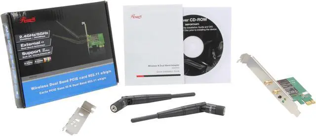 Alt view image 5 of 5 - Rosewill RNX-N600PCE - Dual Band Wireless N600 Wi-Fi Adapter - IEEE 802.11b / 11g / 11n, Up to 300 Mbps (5.0 GHz) + 300 Mbps (2.4 GHz) Data Rates, PCI E Interface, 2 High Power Dual Band Antennas