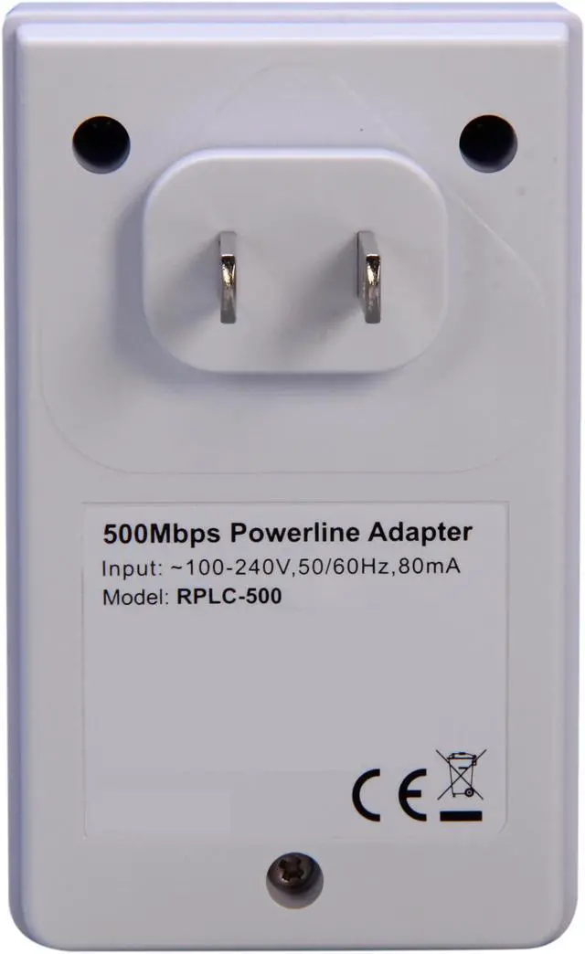 Alt view image 6 of 7 - Rosewill RPLC-500KIT Powerline AV Wall-Plug Gigabit Adapter (Starter Kit - 2 Units) Up to 500Mbps