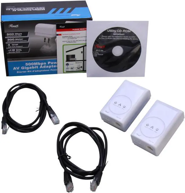 Alt view image 7 of 7 - Rosewill RPLC-500KIT Powerline AV Wall-Plug Gigabit Adapter (Starter Kit - 2 Units) Up to 500Mbps