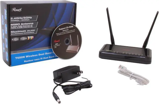 Alt view image 6 of 6 - Rosewill RNX-T600N, Dual Band Wireless N600 Wi-Fi Router, IEEE 802.11b/11g/11n, Up to 300+300Mbps Wireless Data Rates, 2x High Power Antenna