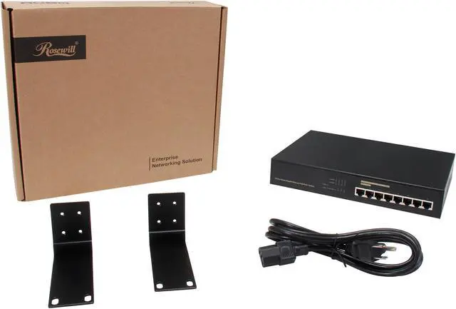 Alt view image 5 of 5 - Rosewill RGS-108P - Two (2) or Four (4) Port Ethernet Desktop Gigabit PoE Switch with Metal Enclosure