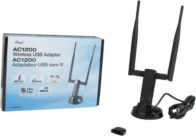 Alt view image 6 of 6 - Rosewill RNX-AC1200UBE2 - Dual Band Wireless AC1200 Adapter - IEEE 802.11AC a / b / g / n, Up to 867 Mbps (5.0 GHz) + 300 Mbps (2.4 GHz) Wi-Fi Data Rates, USB 3.0 Interface