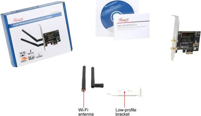 Alt view image 7 of 6 - Rosewill Wi-Fi Adapter / Wireless AC600 Adapter / PCI Express Network Card, Dual Band Wireless 11AC Wi-Fi Card / Adapter, Up to 433 Mbps (5.0 GHz) + 150 Mbps (2.4 GHz) - RNX-AC600PCEv3