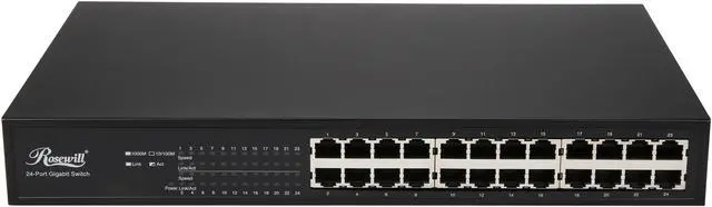 Alt view image 2 of 5 - Rosewill RC-GS1024v2 10/100/1000 Mbps 24-Port Unmanaged Gigabit Desktop / Rackmountable Switch, Metal Case, Power-Saving