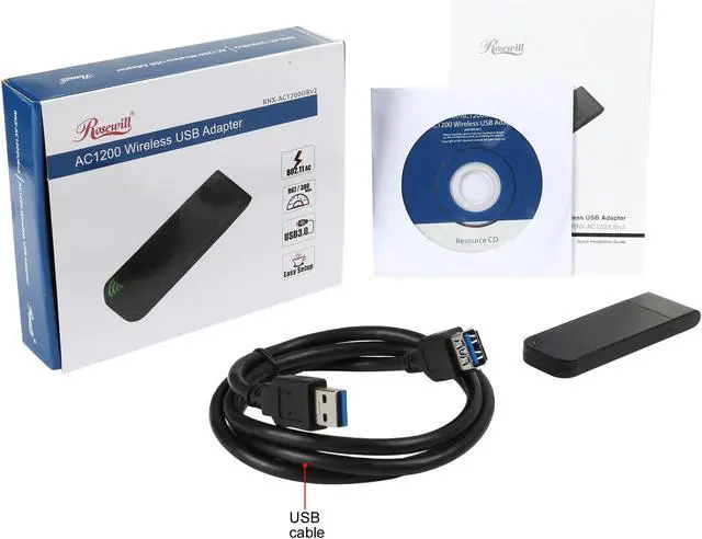 Alt view image 5 of 5 - Rosewill RNX-AC1200UBv2 - USB 3.0 Dual Band Wireless AC1200 Wi-Fi Adapter