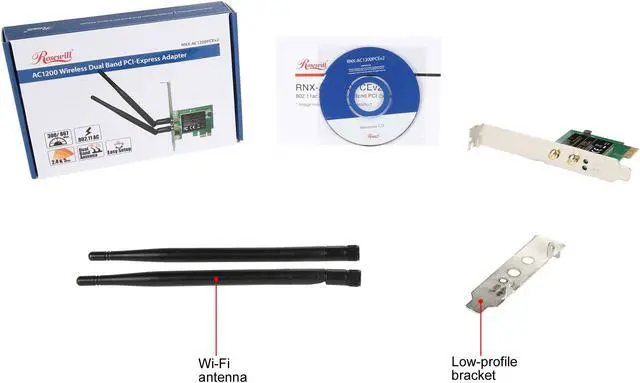 Alt view image 6 of 5 - Rosewill RNX-AC1200PCEv2 AC1200 802.11AC PCI Express Wi-Fi Adapter, Dual Band 2.4 GHz 300 Mbps + 5 GHz 867 Mbps Wireless Network PCIe Card Including Low-profile Bracket, Support Windows XP / 7 / 8.1 / 10
