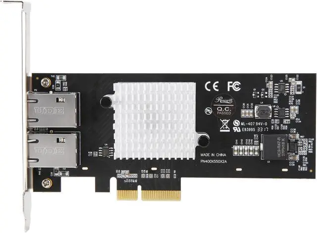 Alt view image 2 of 6 - Rosewill 10G PCI Express Dual Port 10 Gigabit Ethernet Network Adapter, Intel X550-AT2 Chipset, 10GBASE-T 5-Speed Network Interface Card, 2 x RJ45 Ports, Low-Profile Bracket - RC-NIC416Dual
