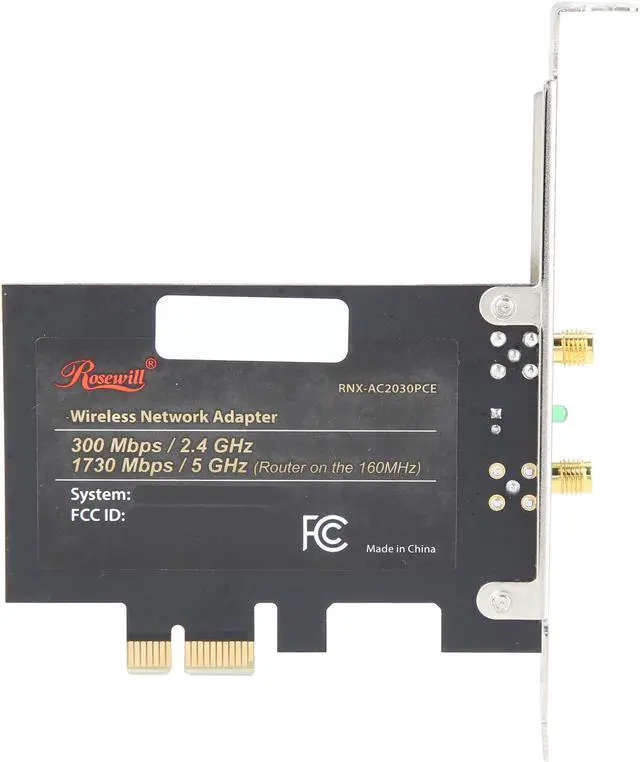Alt view image 5 of 8 - Rosewill RNX-AC2030PCE, Dual Band Wireless AC2030 Wi-Fi Adapter, Up to 1730 Mbps (5.0 GHz) + 300 Mbps (2.4 GHz) Wireless Data Rates, PCI-Express Interface, 2 x External Antennas, Bluetooth 5.0