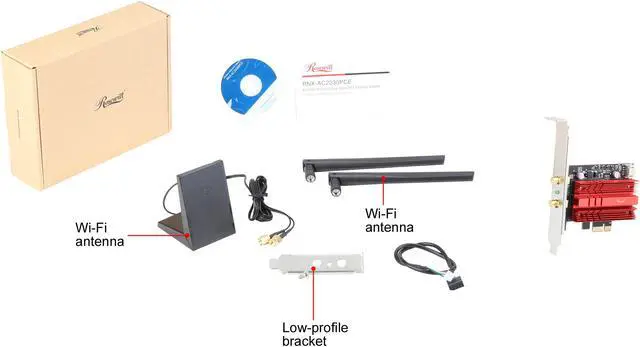 Alt view image 9 of 8 - Rosewill RNX-AC2030PCE, Dual Band Wireless AC2030 Wi-Fi Adapter, Up to 1730 Mbps (5.0 GHz) + 300 Mbps (2.4 GHz) Wireless Data Rates, PCI-Express Interface, 2 x External Antennas, Bluetooth 5.0