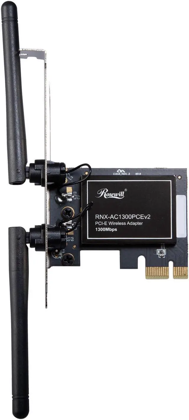 Alt view image 2 of 4 - Rosewill RNX-AC1300PCEv2 PCIE Wi-Fi Card 1300Mbps Dual Band 5.8GHz/2.4GHz Wireless PCIE Adapter for PC Desktop, Support Windows 10