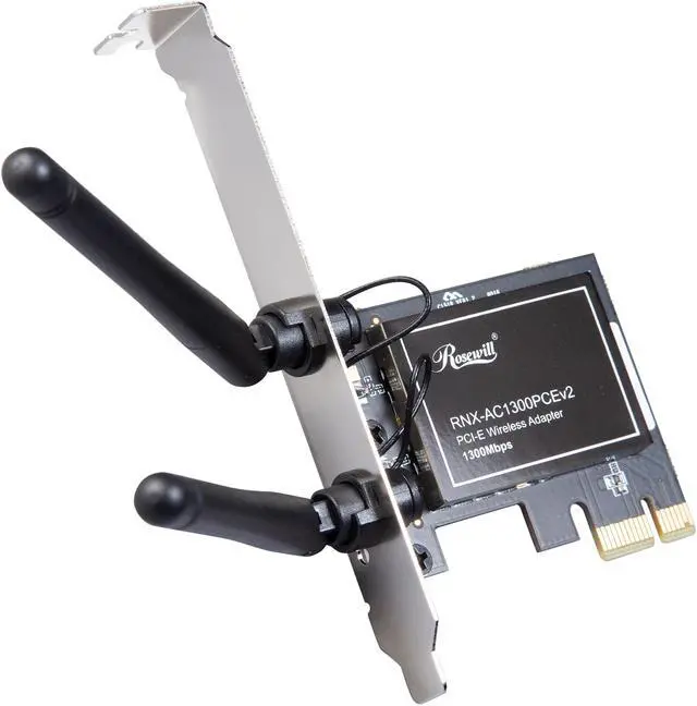 Main image of Rosewill RNX-AC1300PCEv2 PCIE Wi-Fi Card 1300Mbps Dual Band 5.8GHz/2.4GHz Wireless PCIE Adapter for PC Desktop, Support Windows 10