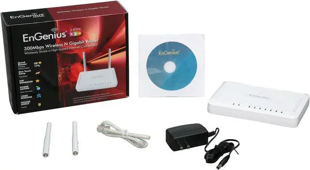 Alt view image 4 of 4 - EnGenius ESR9850 802.11b/g/n High Performance Wireless N Gigabit Router up to 300Mbps