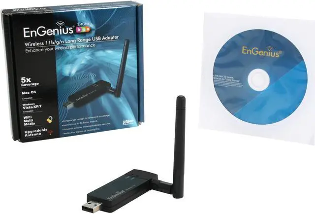 Alt view image 5 of 5 - EnGenius EUB9603 EXT IEEE 802.11 b/g/n USB 2.0 Wireless Adapter Up to 150Mbps Wireless Data Rates 64/128-Bit WEP, WPA, WPA2