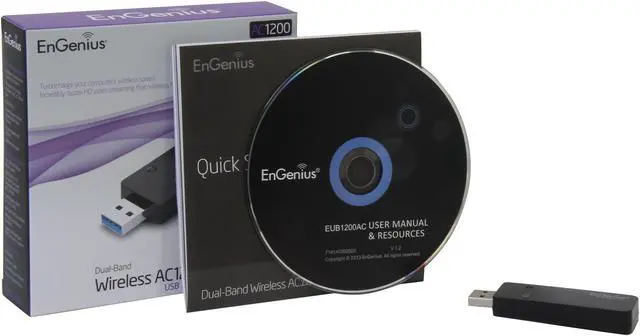 Alt view image 4 of 4 - EnGenius EUB1200AC Dual Band 2.4 or 5 GHz Wireless 802.11AC USB 3.0 Adapter
