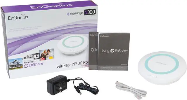 Alt view image 4 of 4 - EnGenius ESR300 N300 2-Way Interactive Intelligent Router with Four Fast Ethernet Ports, USB and EnShare