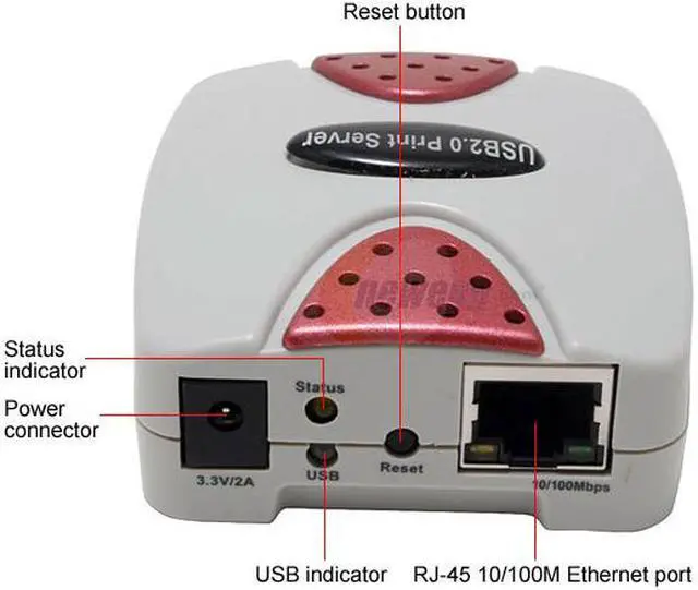 Alt view image 3 of 5 - ENCORE ENPS-2001 Print Server RJ45 USB 2.0