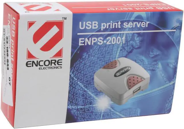 Alt view image 5 of 5 - ENCORE ENPS-2001 Print Server RJ45 USB 2.0