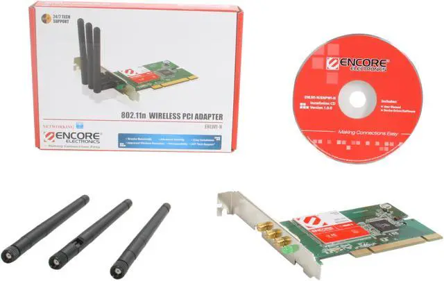 Alt view image 5 of 5 - ENCORE ENLWI-N Wireless Adapter IEEE 802.11b/g, IEEE 802.11n Draft 2.0 PCI 2.3 Up to 300Mbps Wireless Data Rates