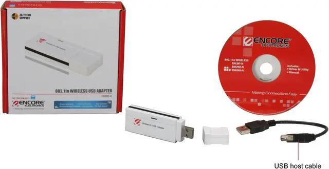 Alt view image 4 of 4 - ENCORE ENUWI-N 802.11n Wireless Adapter IEEE 802.11b/g, IEEE 802.11n Draft 2.0 USB 2.0 Up to 300Mbps Wireless Data Rates