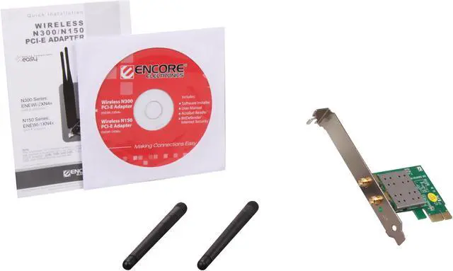 Alt view image 5 of 6 - ENCORE ENEWI-2XN42 Wireless N300 Adapter, 2dBi IEEE 802.11b/g/n PCI Express Up to 300Mbps Wireless Data Rates