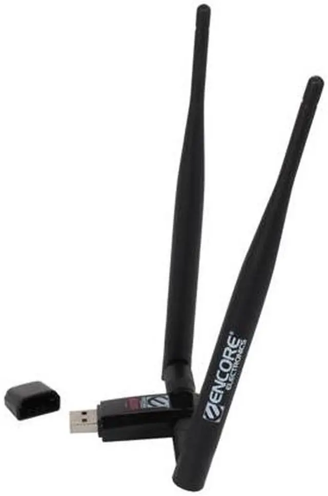 Alt view image 3 of 5 - ENCORE ENUWI-2XN45 Wireless N300 Adapter with Two 5 dBi antennas, IEEE 802.11b/g/n USB 2.0 Up to 300Mbps