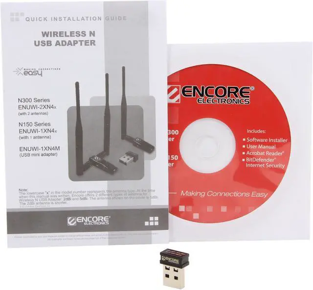 Alt view image 5 of 6 - ENCORE ENUWI-1XN4M Wireless N150 Mini Adapter IEEE 802.11b/g/n USB 2.0 Up to 150Mbps Wireless Data Rates