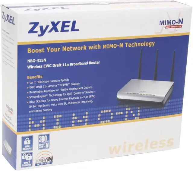 Alt view image 6 of 6 - ZyXEL NBG-415N Performance Wireless Router IEEE 802.11b/g, IEEE 802.11n Draft