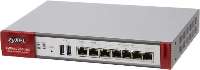 Main image of ZyXEL ZyWALL USG100 Unified Security Gateway Firewall w/50 VPN Tunnels, SSL VPN, 7 Gigabit Ports, High Availability