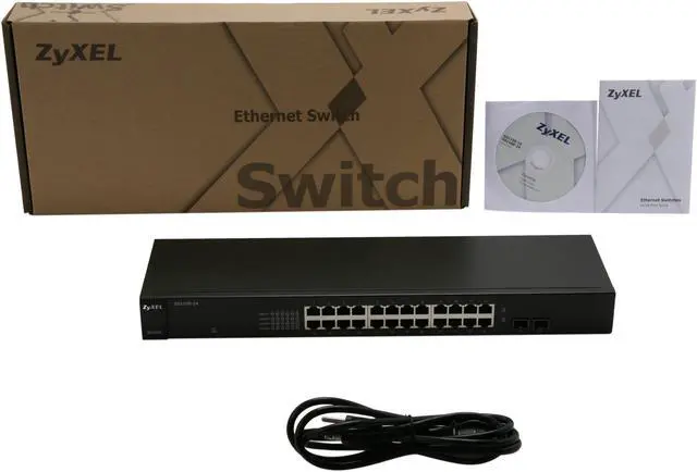Alt view image 4 of 4 - ZyXEL 24-Port Gigabit Ethernet Unmanaged Switch - Fanless Design with 2 SFP Ports [GS1100-24]