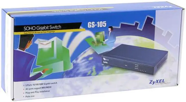 Alt view image 5 of 5 - ZyXEL GS-105 10/100/1000Mbps 5-Ports Gigabit Workgroup Switch 5 x RJ45
