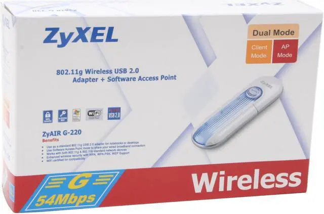 Alt view image 5 of 5 - ZyXEL G-220 Wireless Adapter/AP IEEE 802.11b/g USB 2.0 Up to 54Mbps Wireless Data Rates