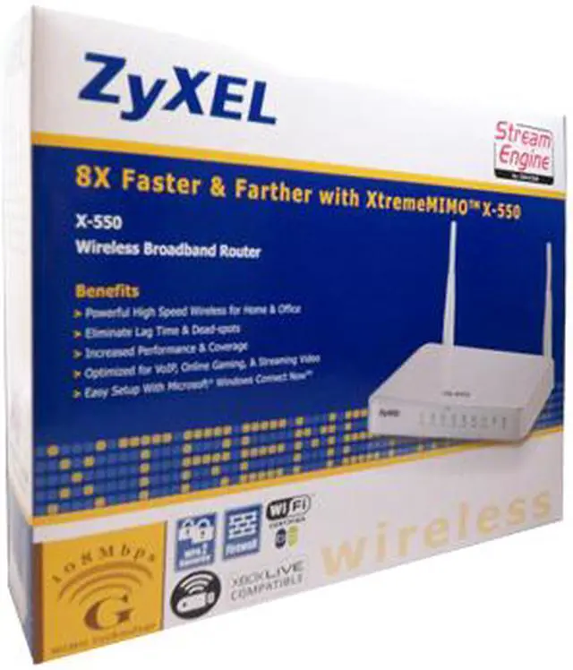 Alt view image 5 of 5 - ZyXEL X-550 Xtreme MIMO Wireless Broadband Router IEEE 802.3/3u, IEEE 802.11b/g