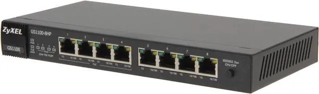 Main image of ZyXEL GS1100-8HP Unmanaged 8-Port Gigabit PoE+ Switch with 4 PoE Ports 75W