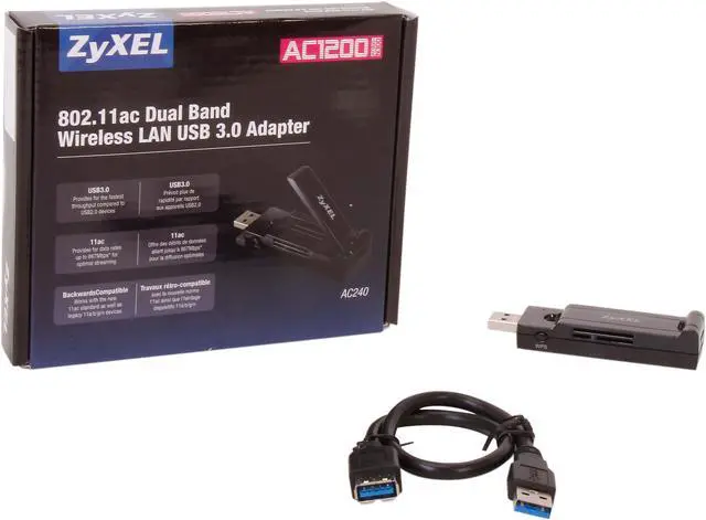 Alt view image 5 of 5 - ZyXEL AC240 AC1200 Wireless USB3.0 Adapter IEEE 802.11ac, IEEE 802.11a/b/g/n USB 3.0 Up to 300 or 867Mbps Wireless Data Rates