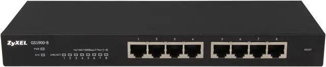 Alt view image 2 of 6 - ZyXEL GS1900-8 10/100/1000Mbps 8-Port Layer 2 Gigabit Web Managed Switch