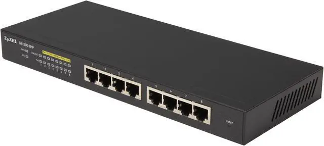 Main image of Zyxel 8-Port Gigabit Switch, 70W PoE+, Easy Smart Managed, Fanless, (GS1900-8HP)