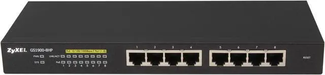 Alt view image 2 of 6 - Zyxel 8-Port Gigabit Switch, 70W PoE+, Easy Smart Managed, Fanless, (GS1900-8HP)