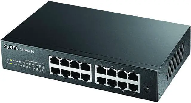 Main image of ZyXEL GS1900-16 Fanless 16 Port Smart 10/100/1000Mbps L2 Web Managed Switch