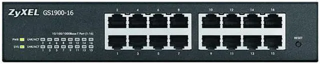 Alt view image 2 of 4 - ZyXEL GS1900-16 Fanless 16 Port Smart 10/100/1000Mbps L2 Web Managed Switch