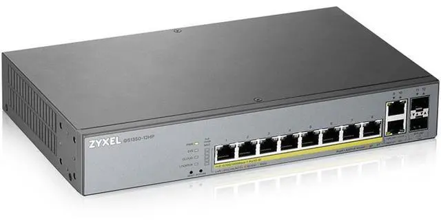 Main image of ZyXEL GS1350-12HP 8-Port Gigabit Smart Nebula Cloud Managed PoE Switch, 8 PoE+ Ports at 130W with 2 SFP Uplinks