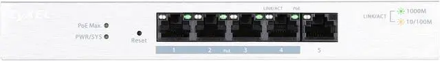 Alt view image 3 of 6 - ZyXEL 5-Port GbE Web Managed PoE Switch, GS1200-5HPv2