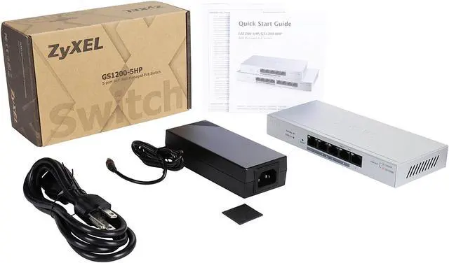 Alt view image 7 of 6 - ZyXEL 5-Port GbE Web Managed PoE Switch, GS1200-5HPv2