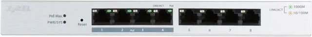 Alt view image 2 of 6 - ZyXEL 8-Port GbE Web Managed PoE Switch, GS1200-8HPv2