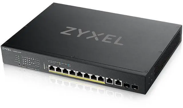 Alt view image 2 of 4 - ZyXEL XS1930-12HP 10-Port 10G Multi-Gigabit L3 Smart Nebula Cloud Managed Switch with 2 10G SFP+ Uplinks, 8 PoE+ / PoE++ at 375W