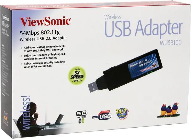 Alt view image 5 of 5 - ViewSonic WUSB100 Wireless Adapter IEEE 802.11b/g USB 2.0 Up to 54Mbps Wireless Data Rates
