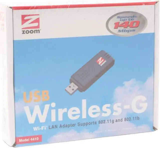 Alt view image 4 of 4 - Zoom 4410 140M Wi-Fi LAN Adapter IEEE 802.11b/g USB 2.0 Up to 140Mbps Wireless Data Rates
