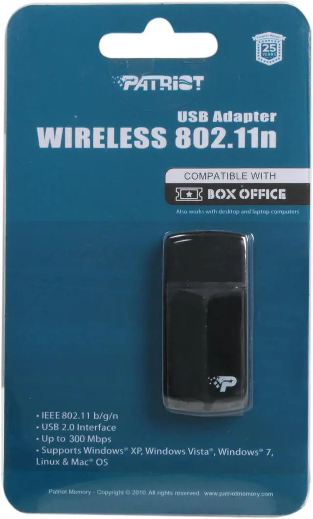 Alt view image 5 of 5 - Patriot PCBOWAU2-N Wireless LAN USB Adapter IEEE 802.11b/g/n USB 2.0 Up to 300Mbps Wireless Data Rates