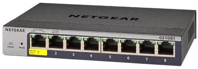 Alt view image 2 of 10 - Netgear ProSafe GS108T 8-Port Gigabit Ethernet Smart Switch, GS108T-300NAS