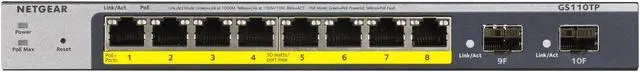 Alt view image 3 of 4 - NETGEAR 8-Port Gigabit PoE+ Ethernet Smart Switch with 2 SFP Ports and Cloud Management (55W) | GS110TPv3